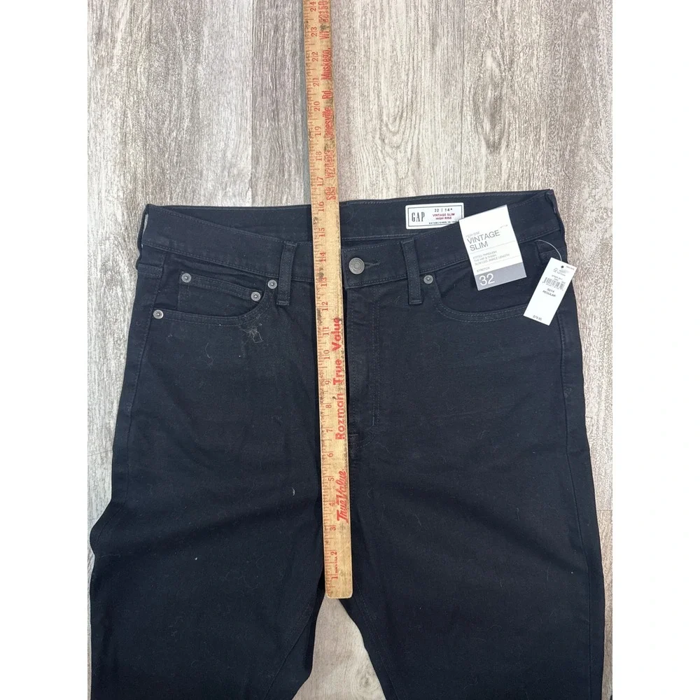 GAP Vintage Slim High Rise Jeans Womens 32 14R Black Stretch Ankle Denim‎ NEW